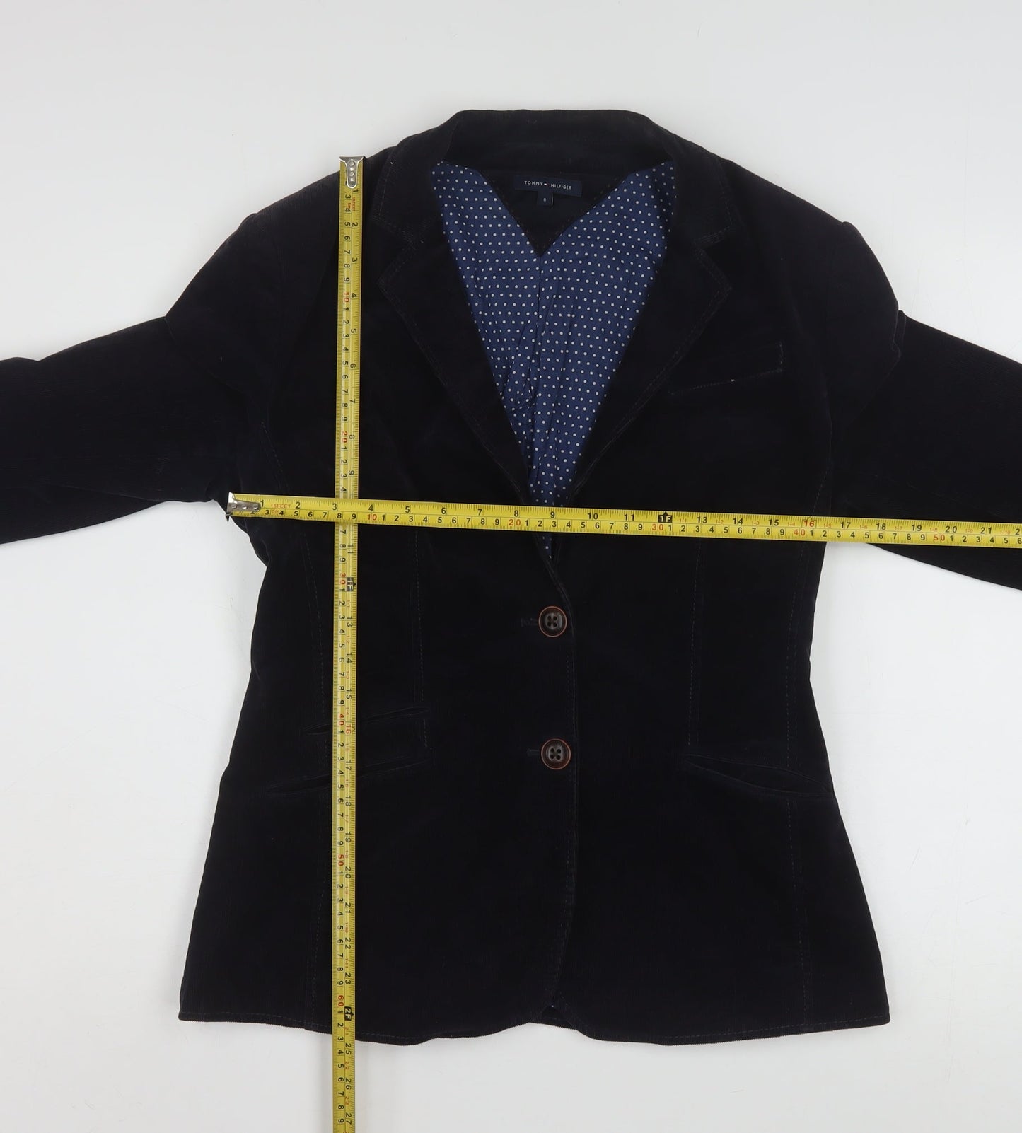 Tommy Hilfiger Women's Black Corduroy Blazer Size 8 Classic Fit