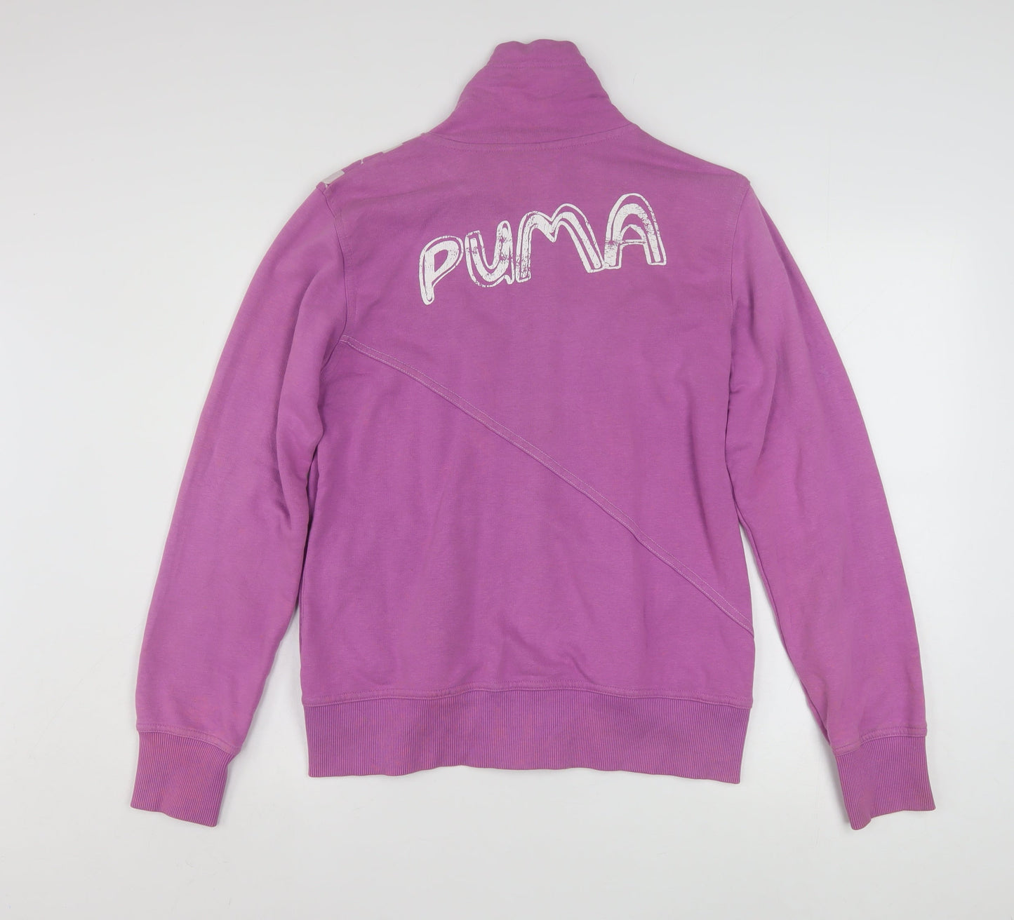 Puma Women Purple Full Zip Hoodie Size 16 Geometric Print