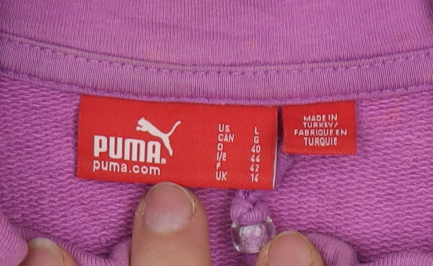 Puma Women Purple Full Zip Hoodie Size 16 Geometric Print
