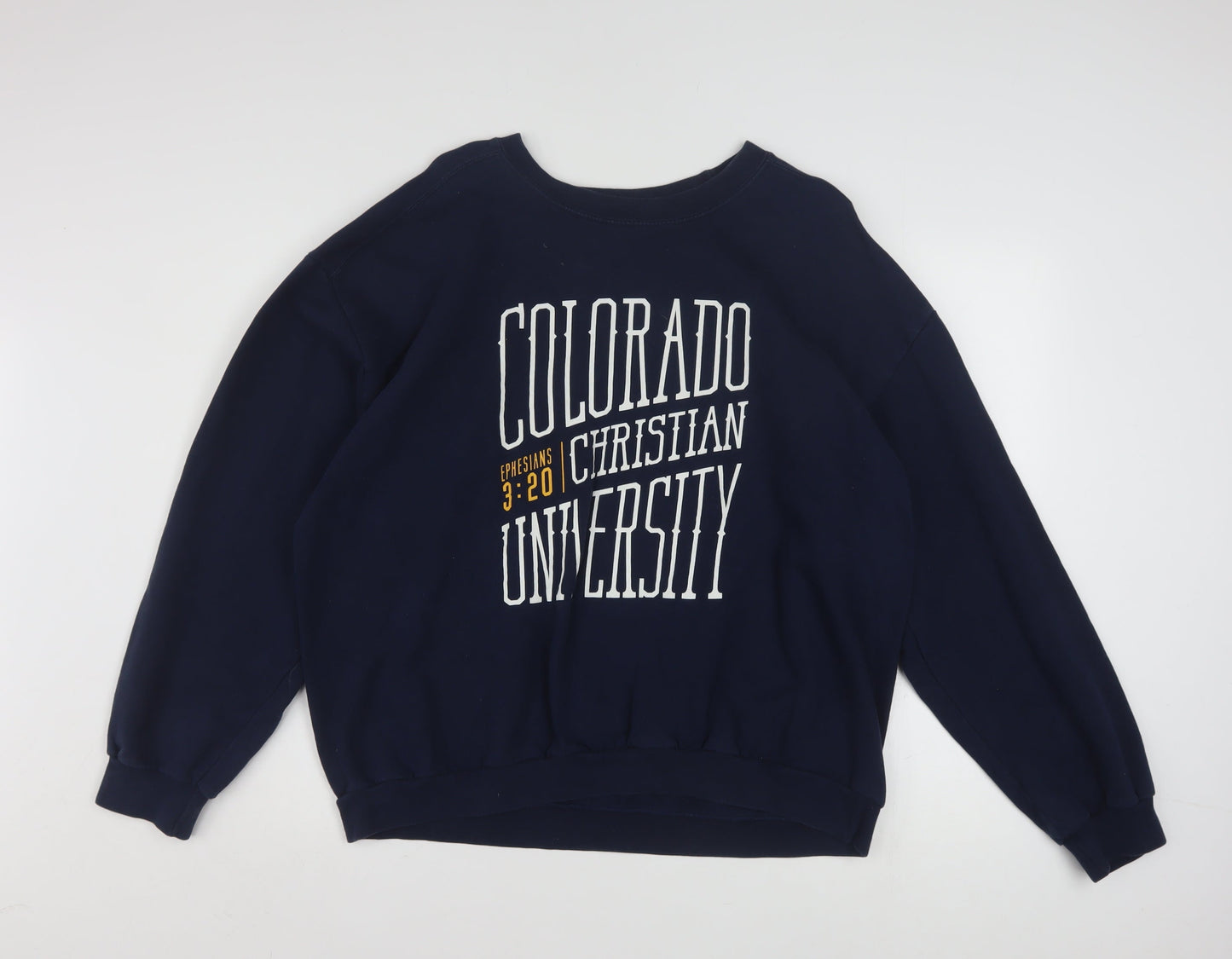 Anvil Navy Sweatshirt Women XL Colorado Christian University Logo