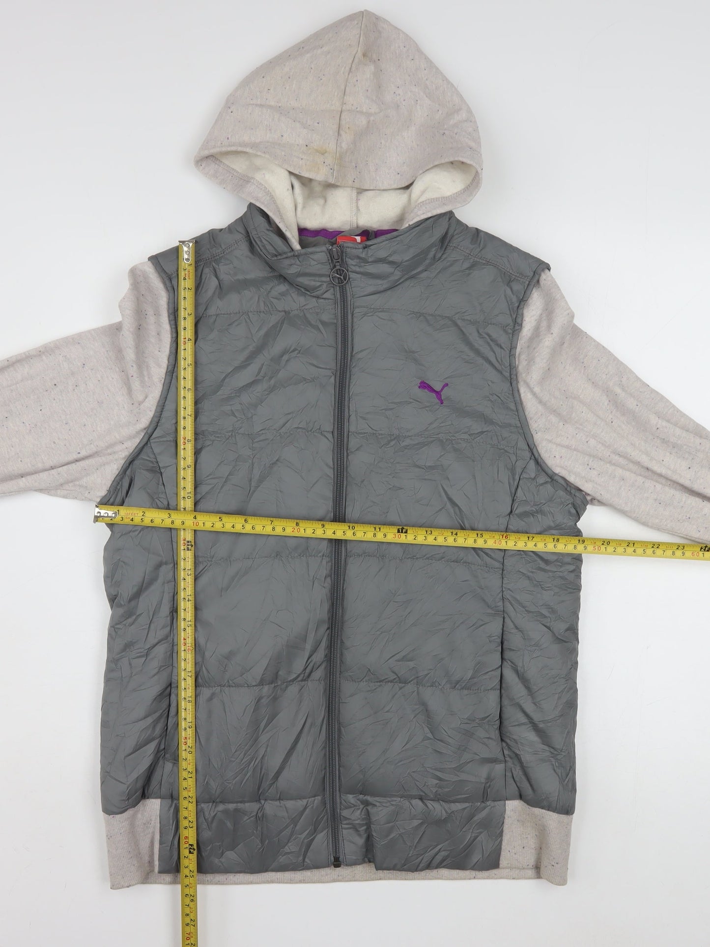 Puma Women's Grey Hooded Puffer Jacket Size 16 Casual Sportswear