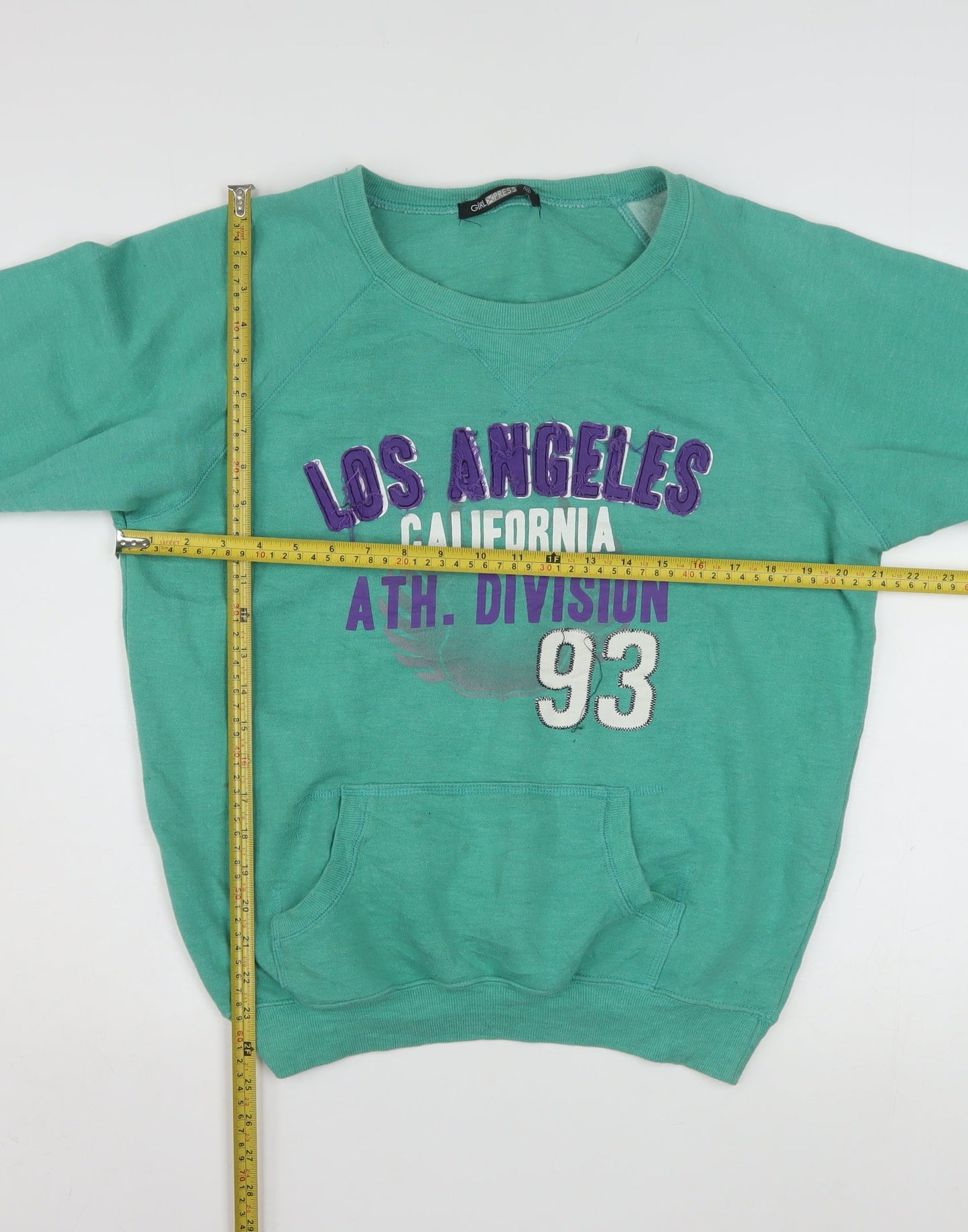 Girl Express Women's Green Los Angeles Graphic Pullover Sweatshirt Size 10