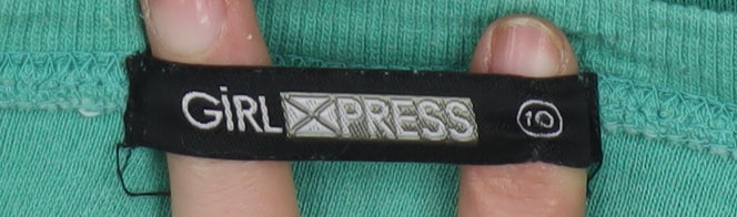 Girl Express Women's Green Los Angeles Graphic Pullover Sweatshirt Size 10