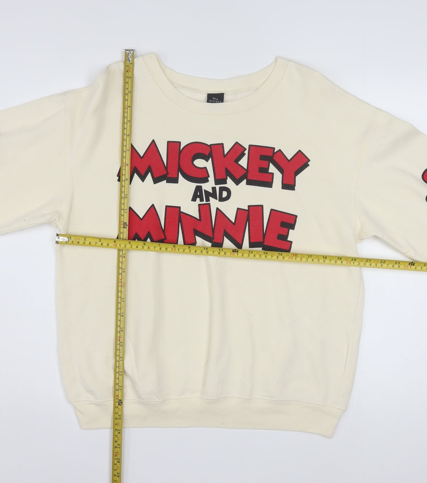 Disney Girls Beige Mickey and Minnie Sweatshirt L 11-13 Years Pullover