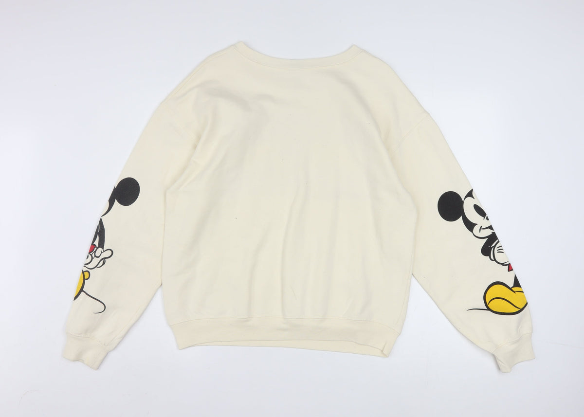 Disney Girls Beige Mickey and Minnie Sweatshirt L 11-13 Years Pullover
