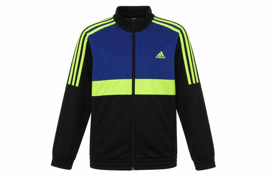 Adidas Boys Black Blue Green Track Jacket 13-14 Years Full Zip Sportswear