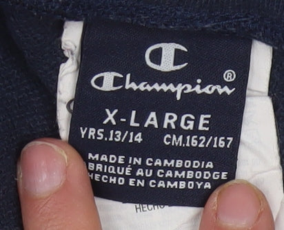 Champion Boys Blue Fleece Jogger Trousers XL 14 Years Elastic Waist