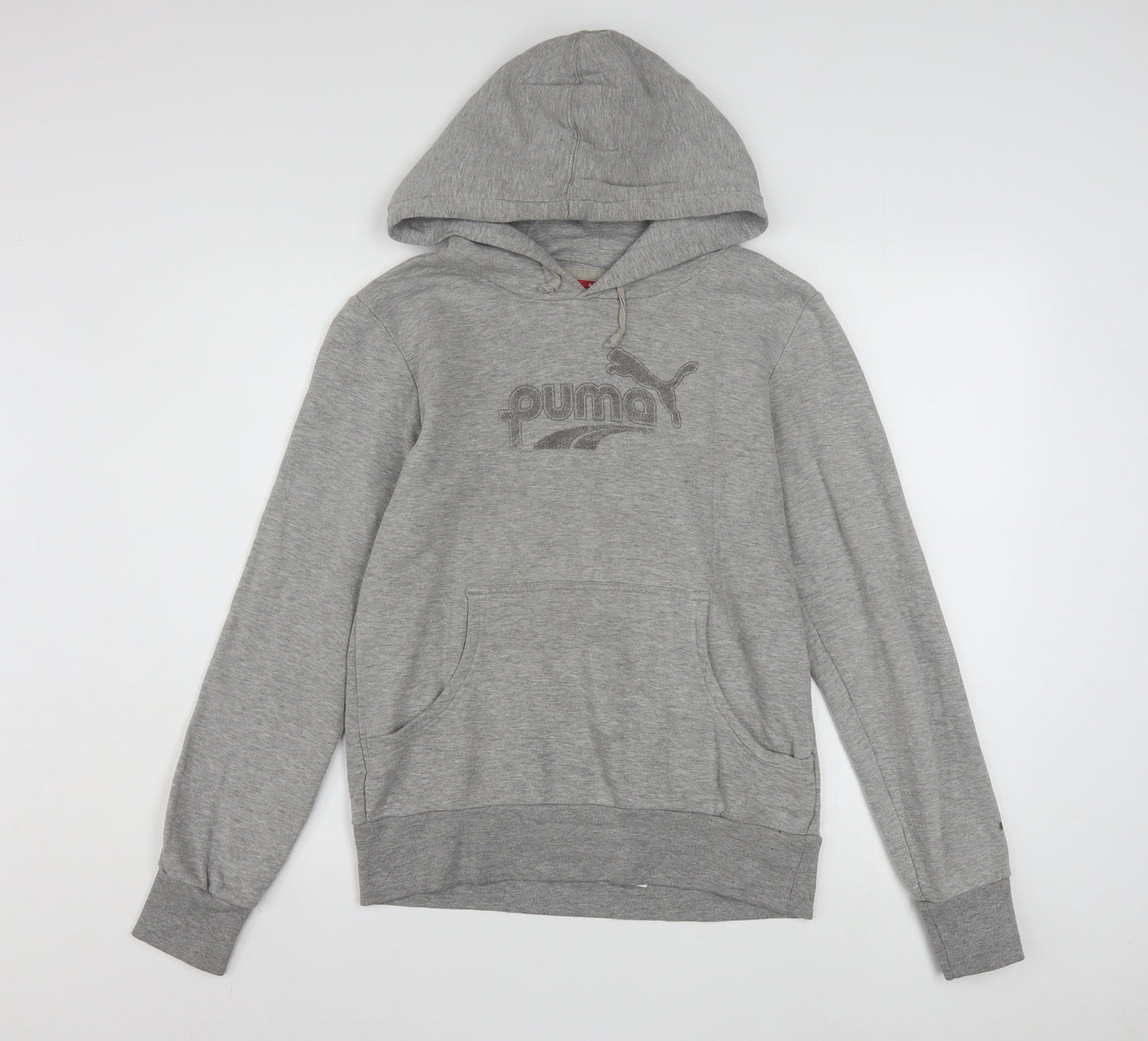 Puma Womens Grey Hoodie UK 12 Pullover Cotton Blend Logo Sweatshirt
