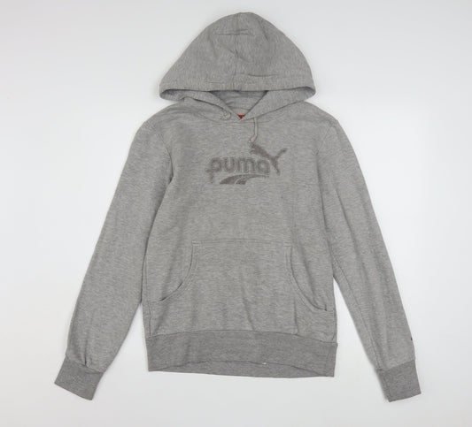 Puma Womens Grey Hoodie UK 12 Pullover Cotton Blend Logo Sweatshirt