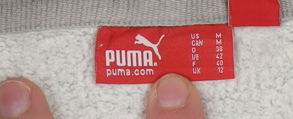 Puma Womens Grey Hoodie UK 12 Pullover Cotton Blend Logo Sweatshirt