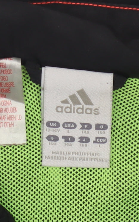 Adidas Boys Black 13-14 Years Track Jacket Full Zip Lined Sportswear