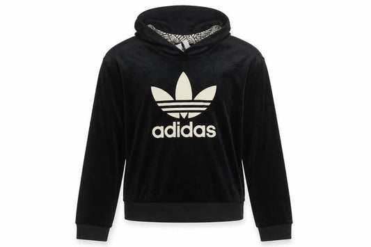 adidas Girls Black Velvet Hooded Pullover Sweatshirt 14-15 Years XL