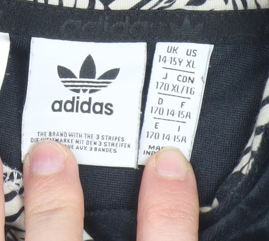 adidas Girls Black Velvet Hooded Pullover Sweatshirt 14-15 Years XL