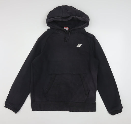 Nike Men's Black Pullover Hoodie Size M Logo Fleece Sweatshirt