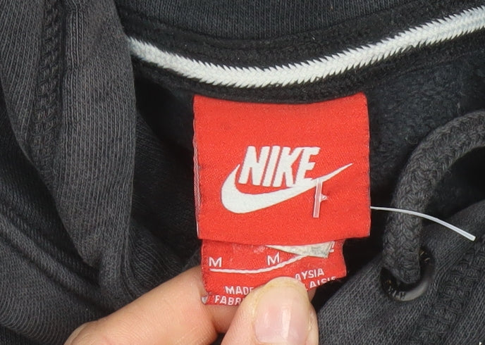 Nike Men's Black Pullover Hoodie Size M Logo Fleece Sweatshirt