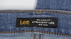Lee Womens Blue Straight Leg Relaxed Fit Mid Rise Jeans Size 16