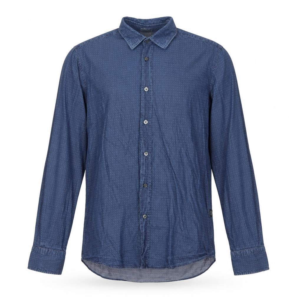 Hugo Boss Men's Blue Slim Fit Long Sleeve Cotton Button-Up Shirt XL