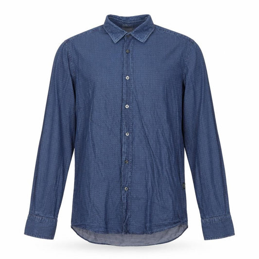 Hugo Boss Men's Blue Slim Fit Long Sleeve Cotton Button-Up Shirt XL