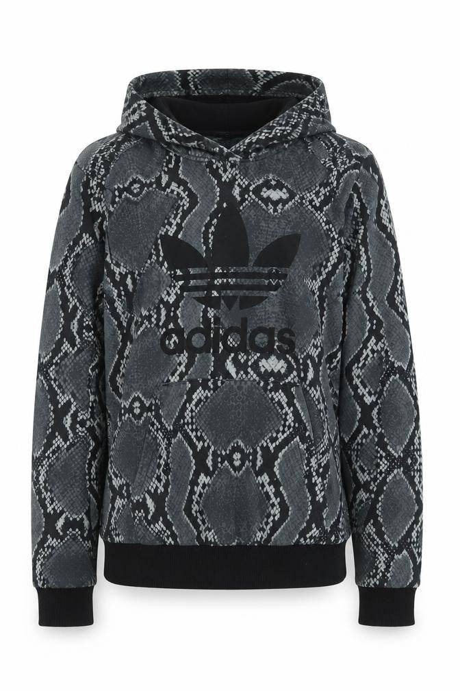 Adidas Womens Black Snake Print Pullover Hoodie Size 14 UK