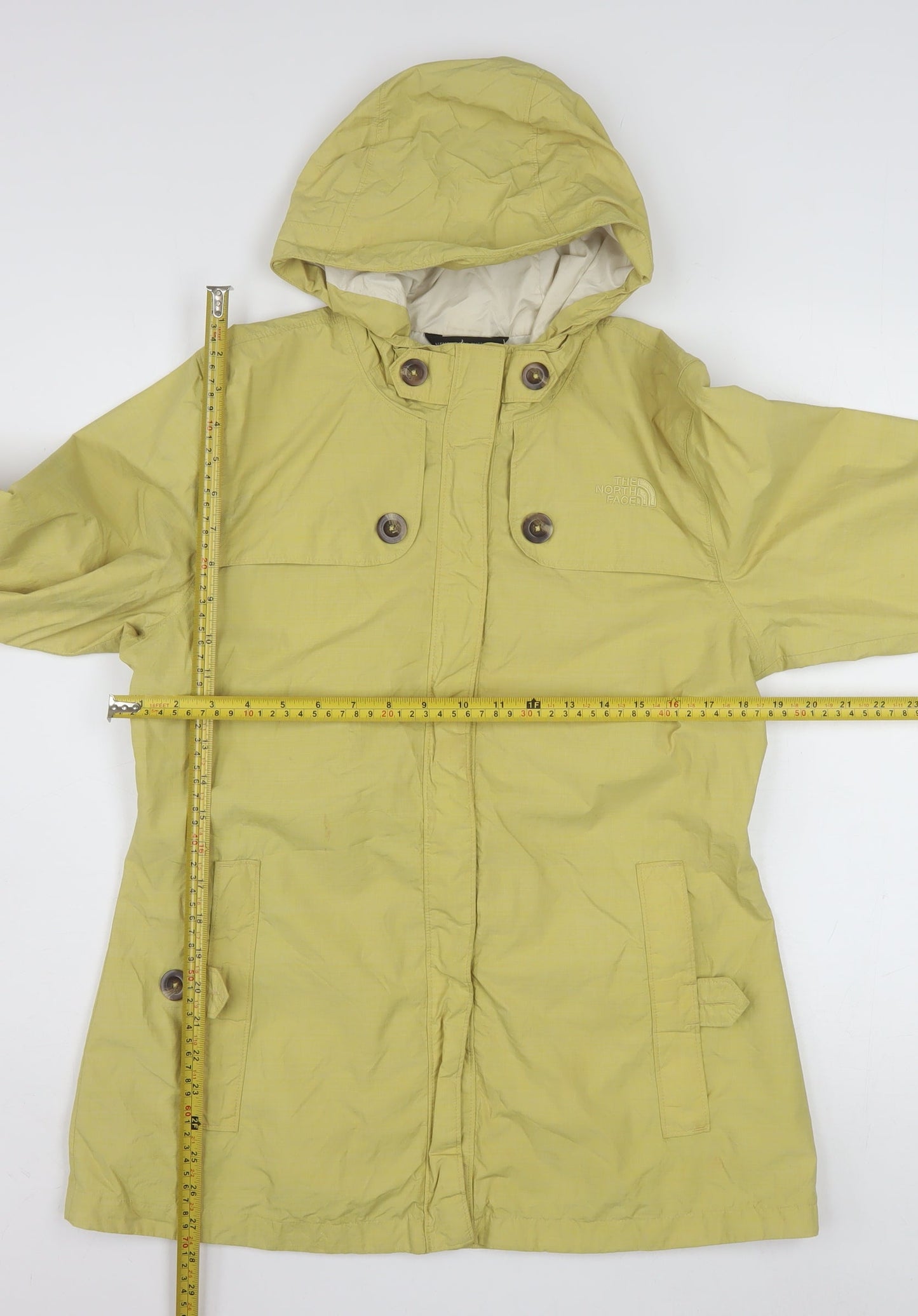 The North Face Womens Yellow Waterproof Hooded Rain Coat M