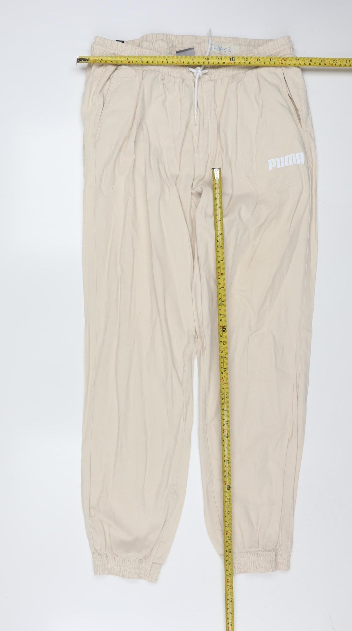 Puma Men Beige Cotton Jogger Trousers XL Regular Fit