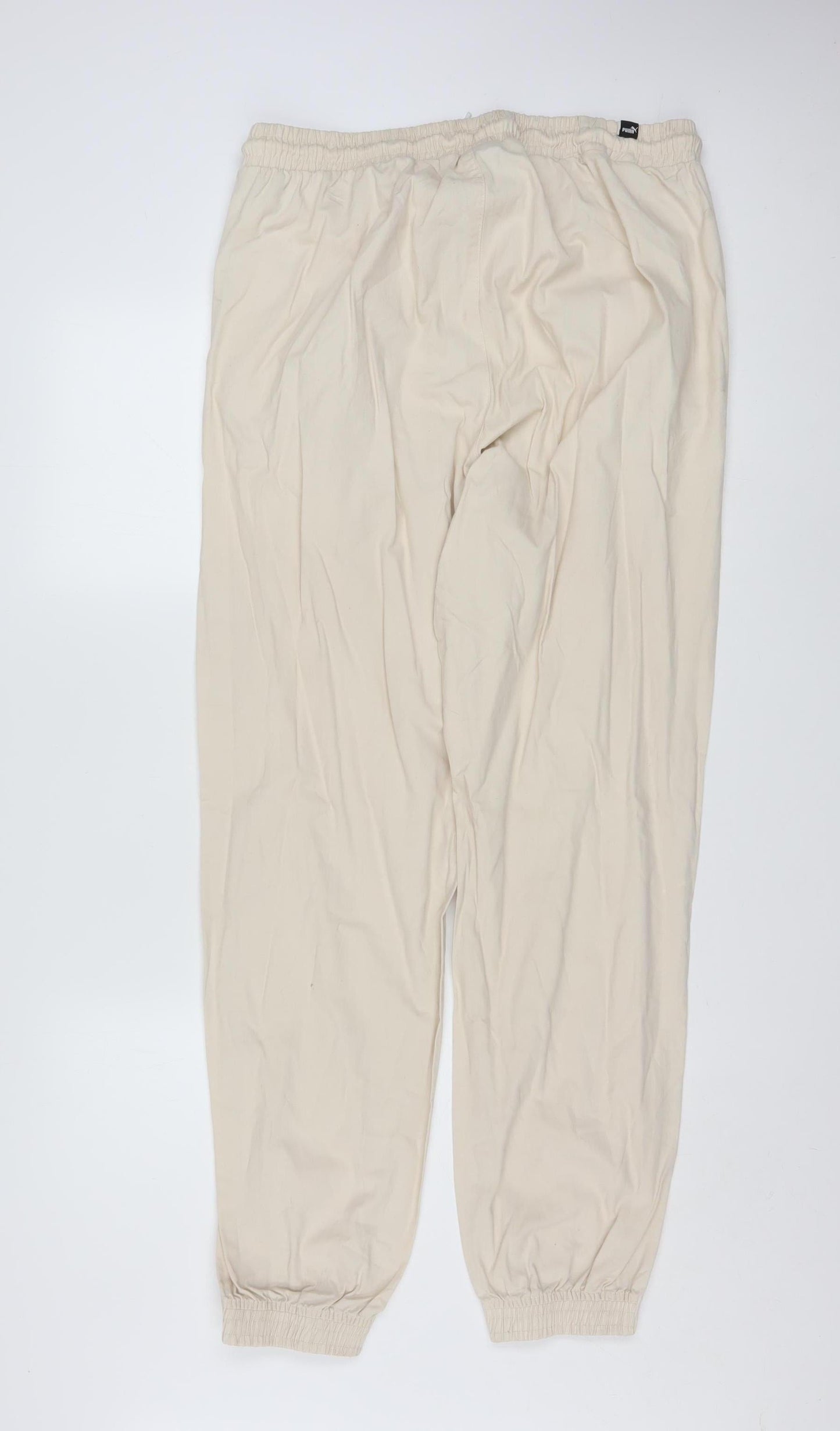 Puma Men Beige Cotton Jogger Trousers XL Regular Fit