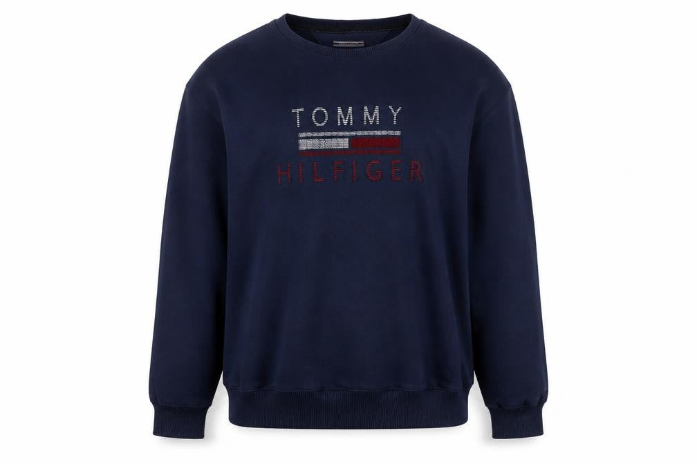 Tommy Hilfiger Men's Blue 2XL Pullover Sweatshirt Crew Neck Embroidered Logo
