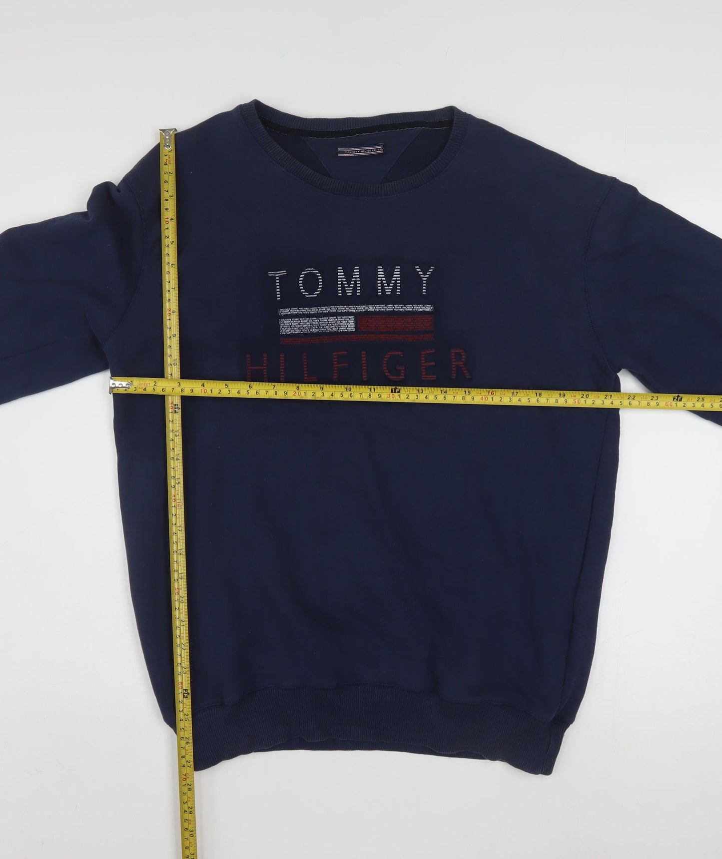 Tommy Hilfiger Men's Blue 2XL Pullover Sweatshirt Crew Neck Embroidered Logo