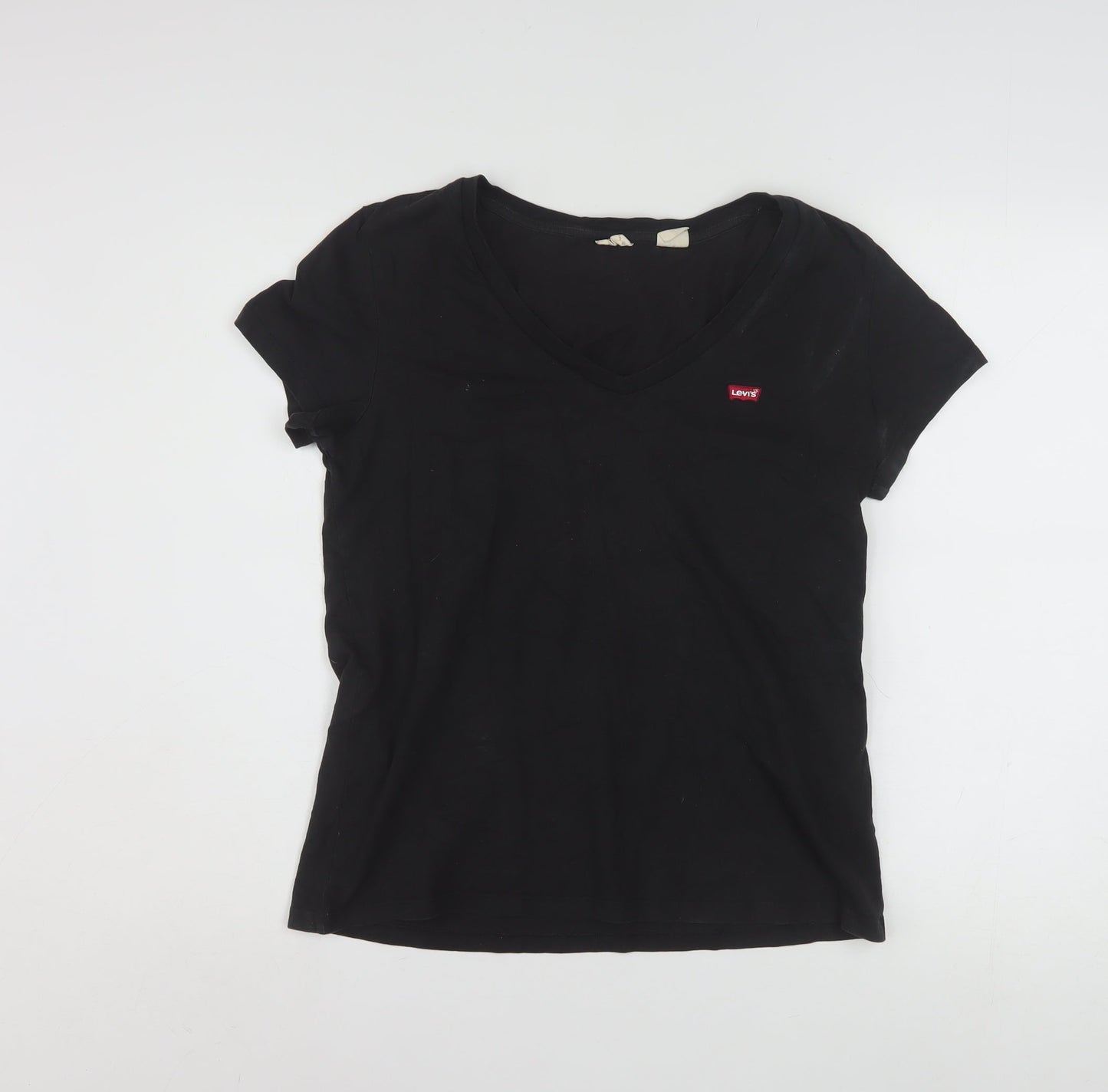 Levi's Women's Black V-Neck Cotton T-Shirt Size M
