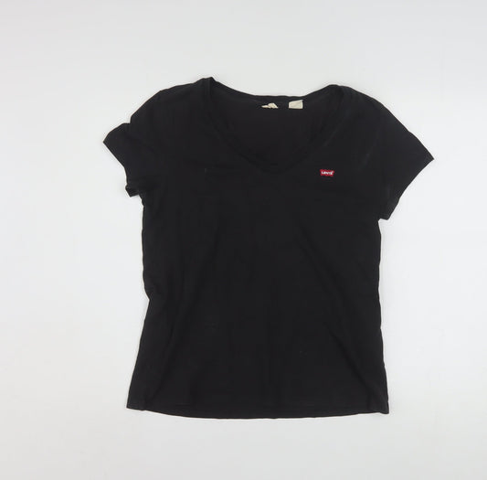 Levi's Women's Black V-Neck Cotton T-Shirt Size M