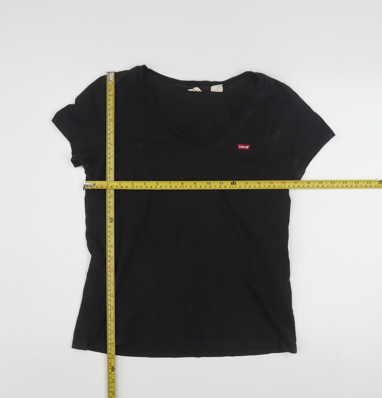Levi's Women's Black V-Neck Cotton T-Shirt Size M