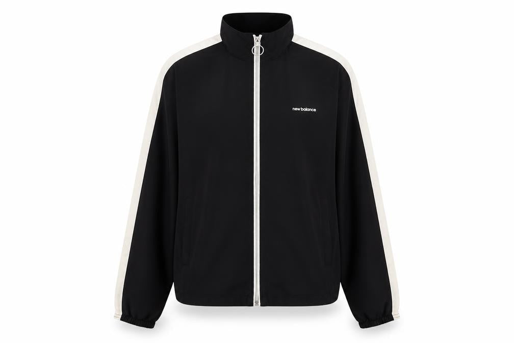 New Balance Womens Black L Windbreaker Jacket with Zip Pockets