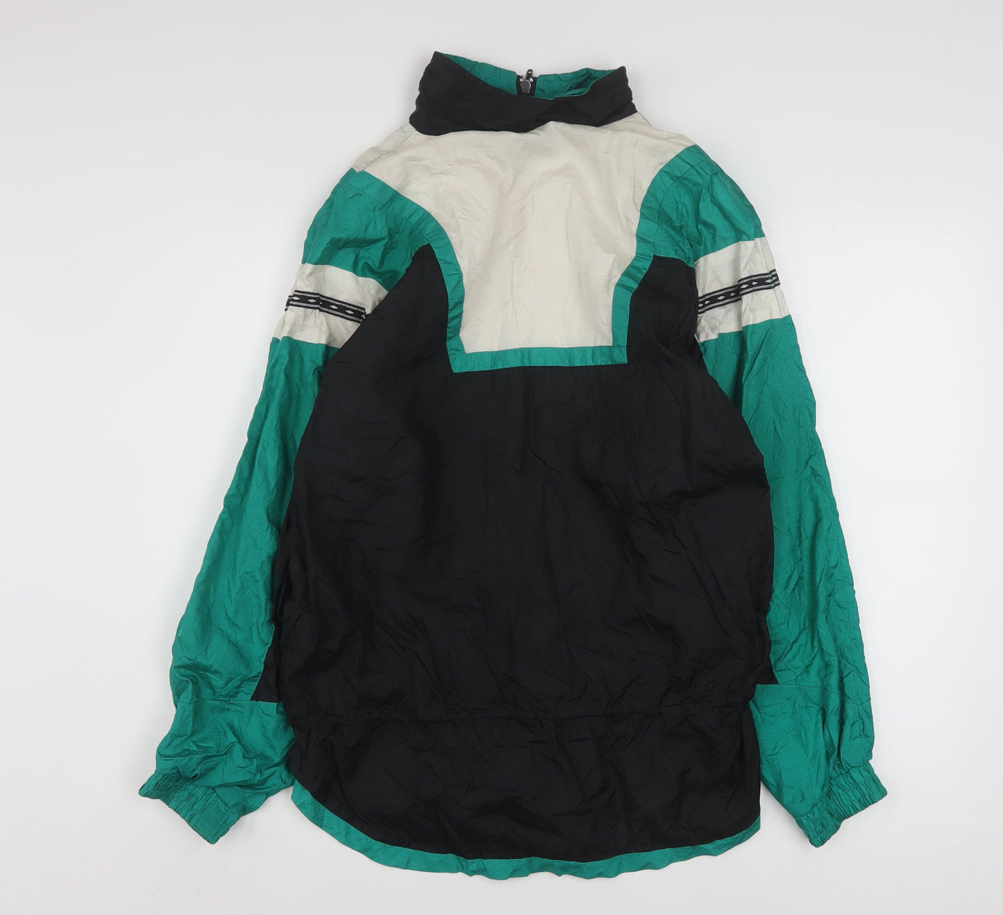 Sunterra Men’s Black Green White 90s Windbreaker Jacket Size S Retro