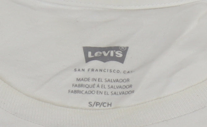 Levi's Womens White Logo Crew Neck Short Sleeve Cotton T-Shirt S