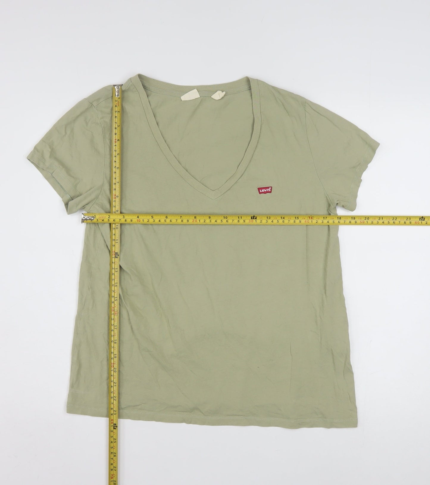 Levi's Womens Green V-Neck Short Sleeve Cotton T-Shirt M