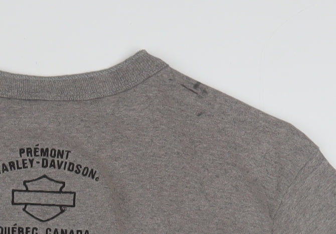 Harley-Davidson Men's Grey Henley T-Shirt L Classic Cotton Blend