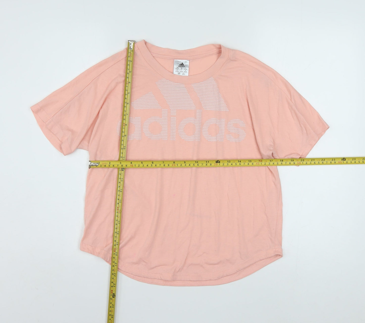 Adidas Womens Pink Short Sleeve Relaxed Logo T-Shirt Size 12