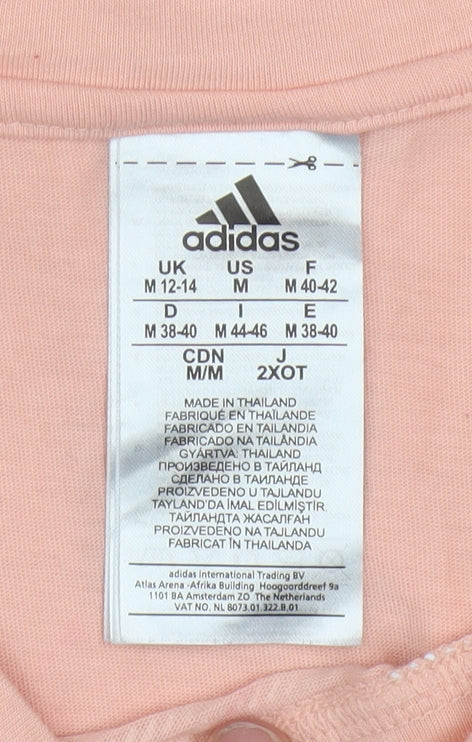 Adidas Womens Pink Short Sleeve Relaxed Logo T-Shirt Size 12