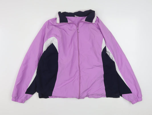 Cheetah Womens Purple Windbreaker Jacket Size 14 Lined Full Zip