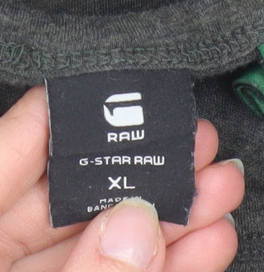 G-Star Raw Mens Black XL Crew Neck Cotton Blend T-Shirt