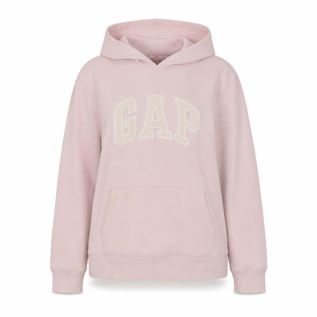 Gap Womens Pink Pullover Hoodie L Logo Cotton Blend Casual