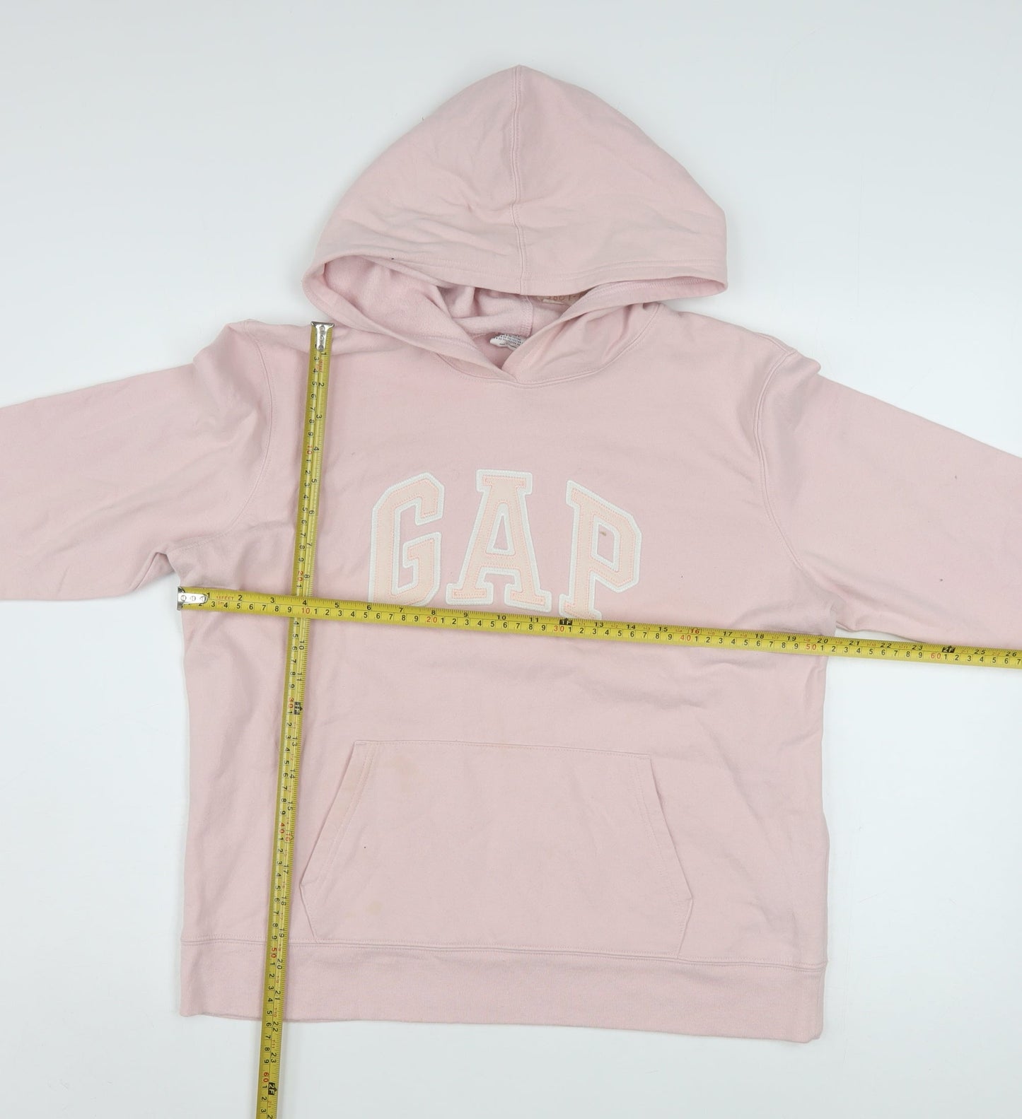 GAP Womens Pink Pullover Hoodie L Logo Cotton Blend Casual