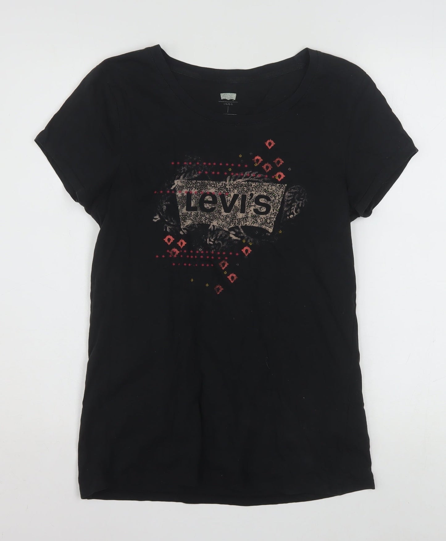 Levi's Womens Black Cotton Logo T-Shirt Size L Short Sleeve Casual