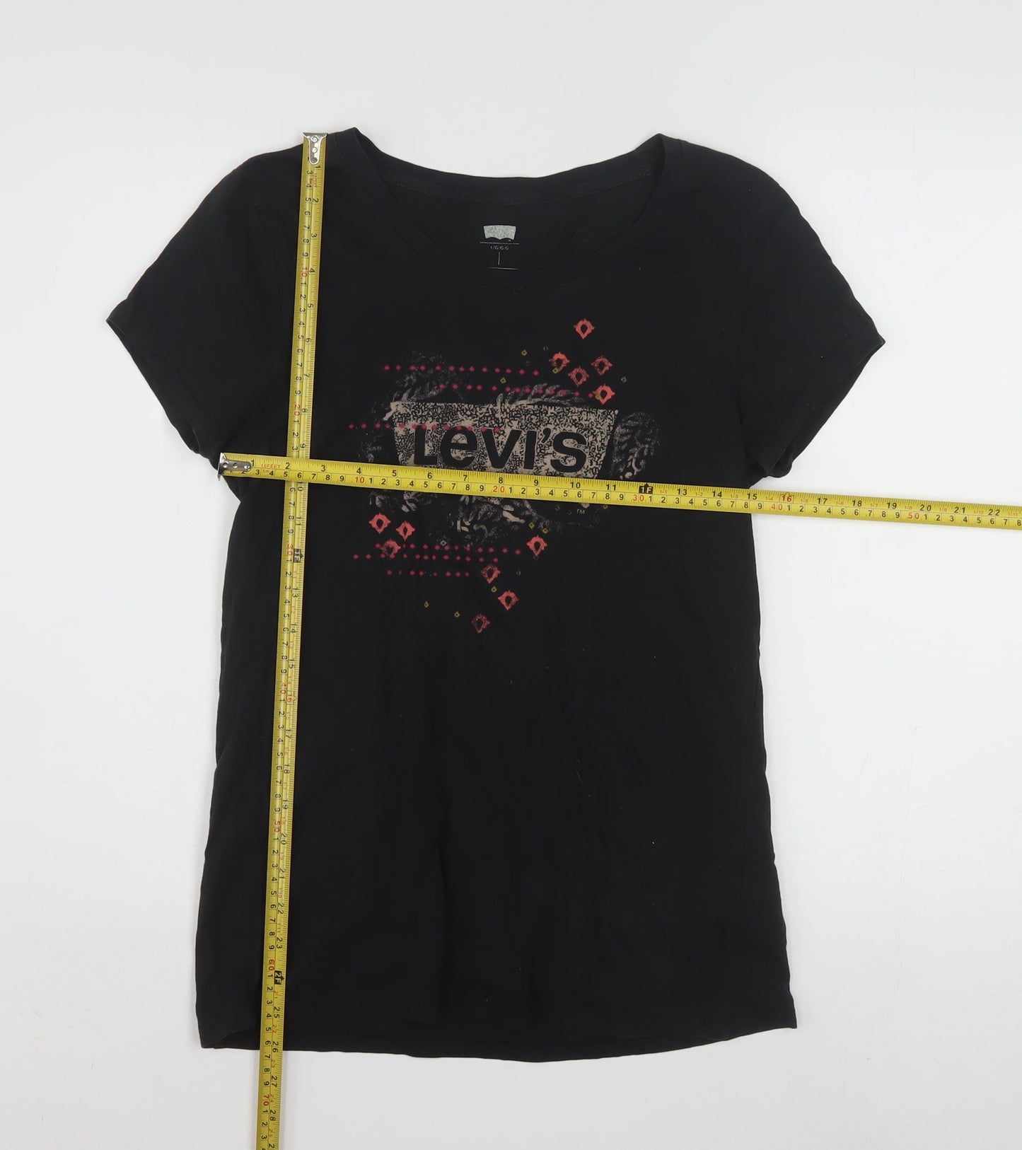 Levi's Womens Black Cotton Logo T-Shirt Size L Short Sleeve Casual