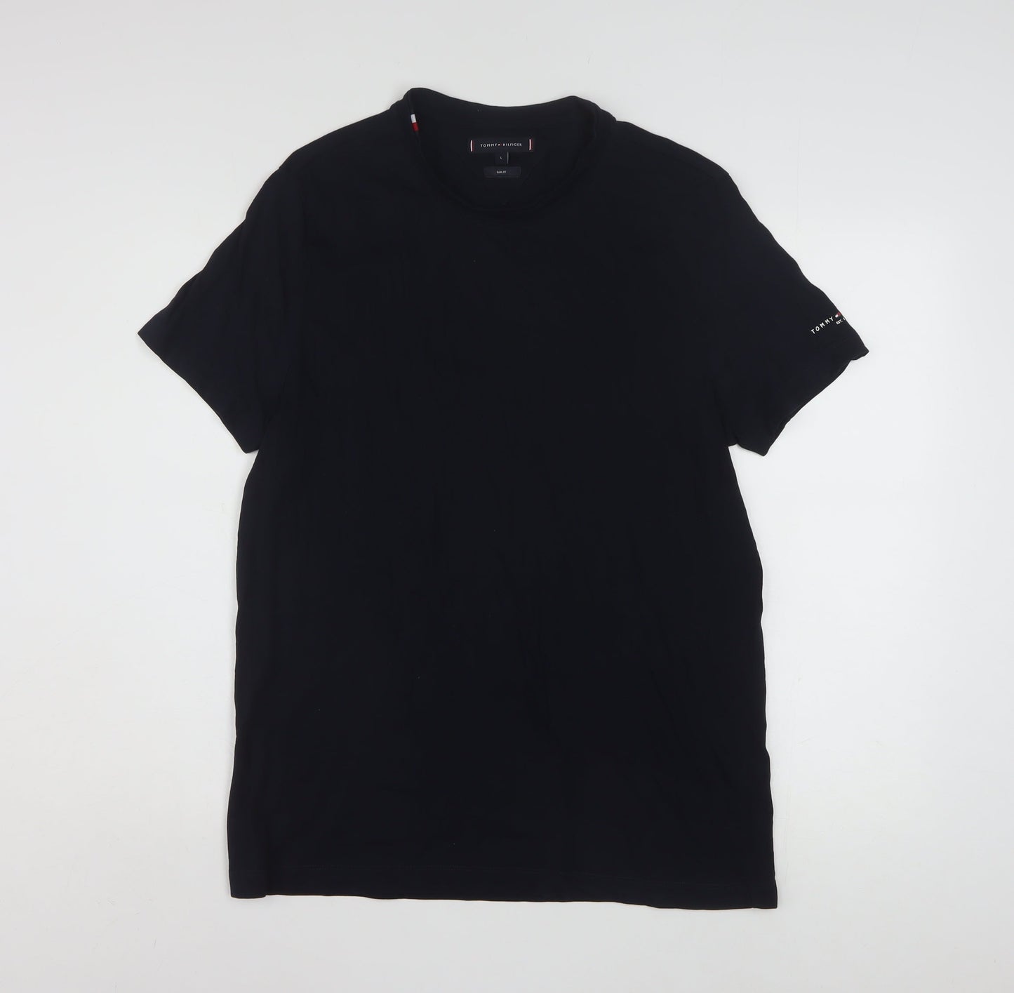 Tommy Hilfiger Men's Black Slim Fit Cotton T-Shirt Size L