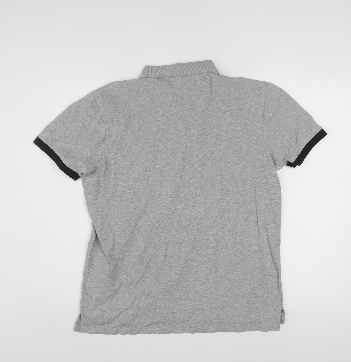 Hugo Boss Men's Grey Cotton Polo Shirt L Short Sleeve Designer