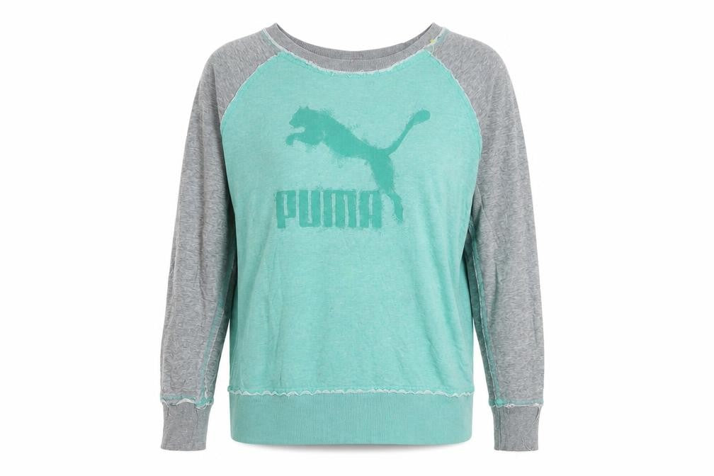 Puma Women’s Green & Grey Pullover Sweatshirt UK 14 Cotton Blend
