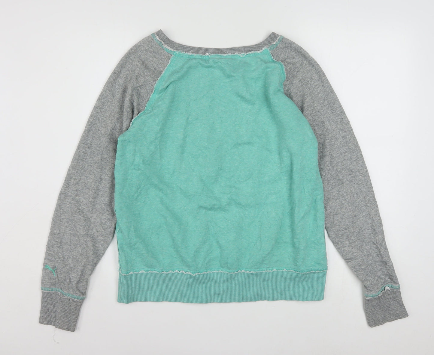 Puma Women’s Green & Grey Pullover Sweatshirt UK 14 Cotton Blend