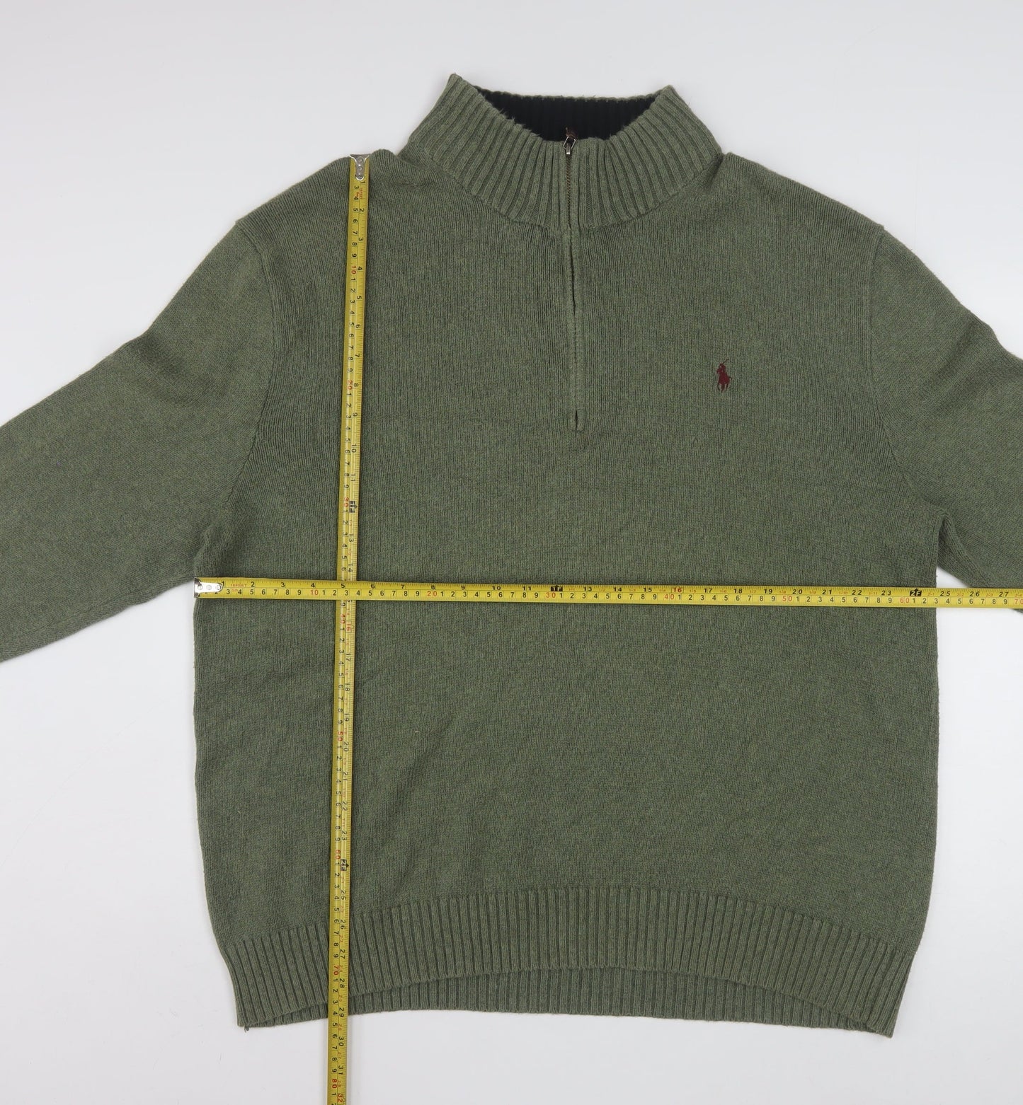 Polo Ralph Lauren Men's Green 2XL 1/2 Zip Cotton Jumper