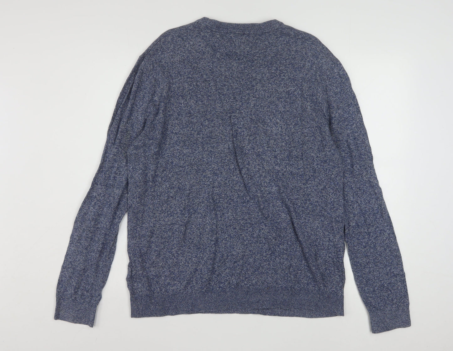 Tommy Hilfiger Men Blue Knit Cotton Crew Neck Pullover Sweatshirt L